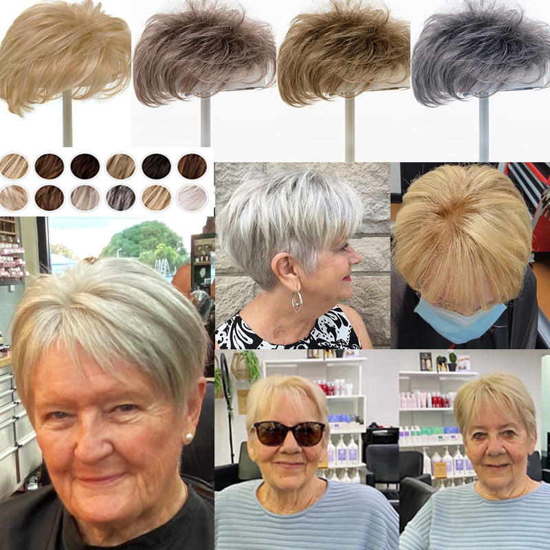 [Copy]SUMMER SALE🔥 50% OFF|SHORT NATURAL  HAIR TOPPERS With Bangs