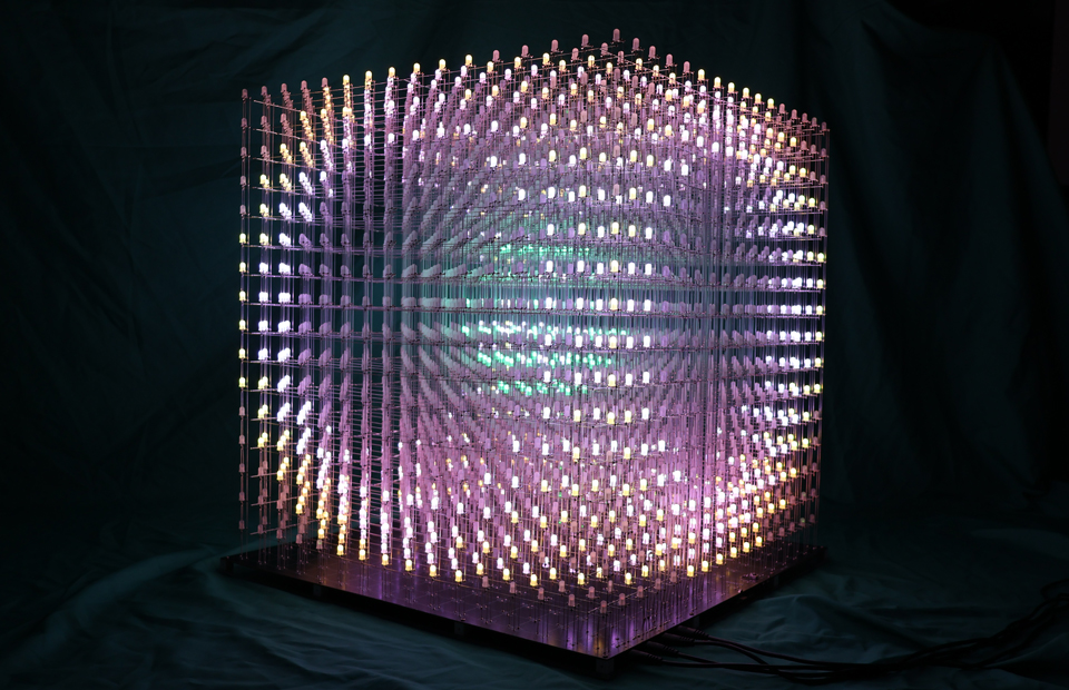 High-density large LED 3D Cube installation with 16k LEDs - ETERESHOP