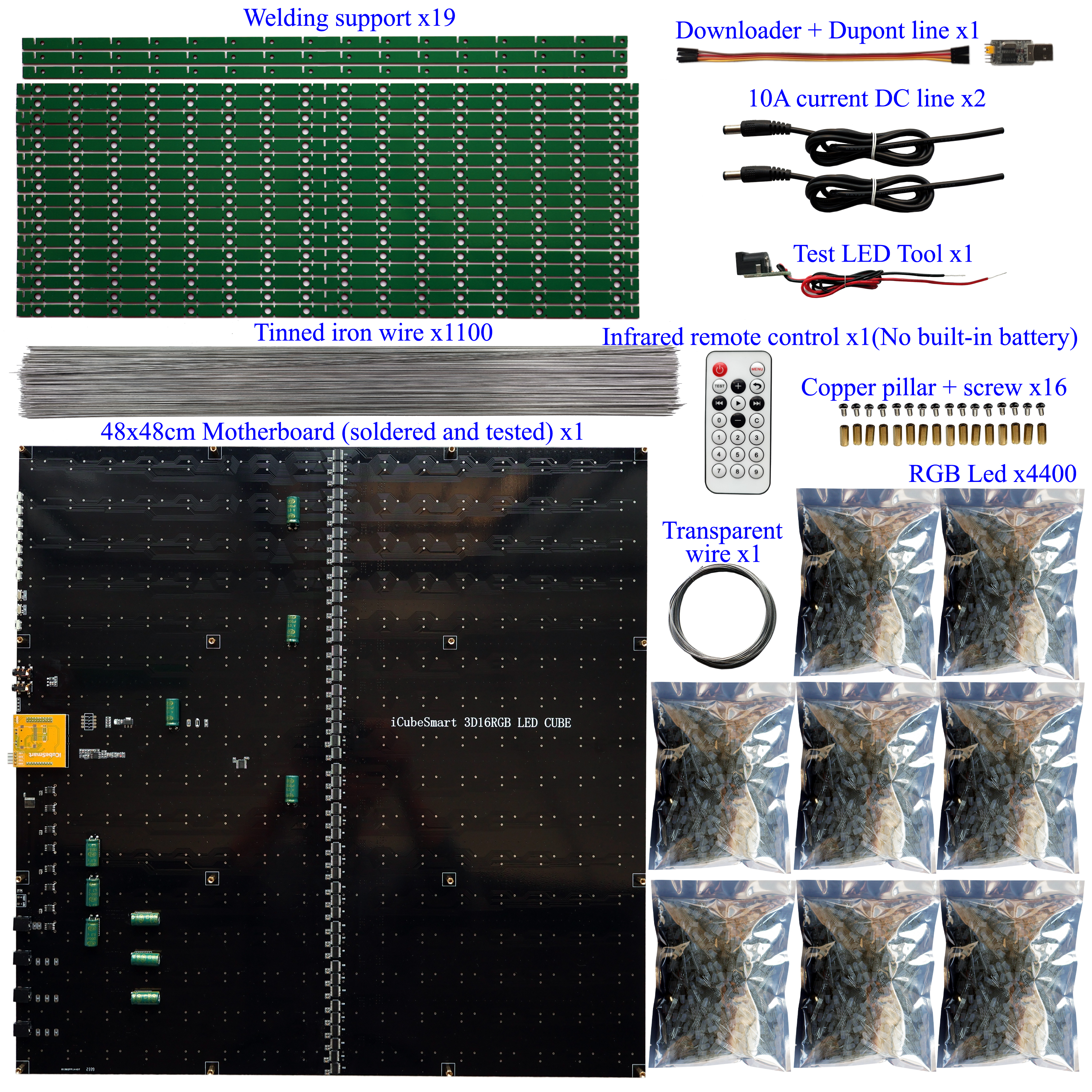 iCubeSmart 3D16RGB Led Cube Kit Full Color 16x16x16RGB Cube DIY Electronic Kits