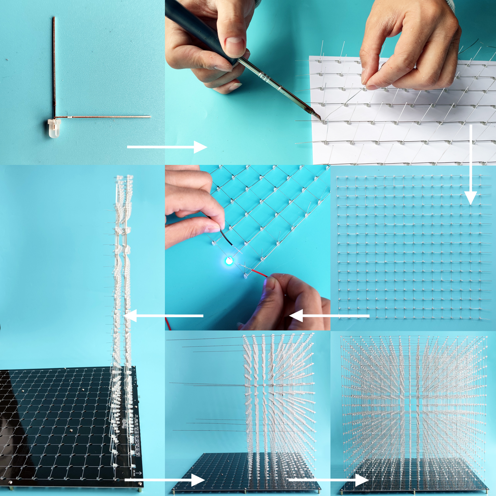 iCubeSmart 3D16S Led Cube Kit, Red Green Blue White LED Combinations 16x16x16 Cube DIY Electronic Kits