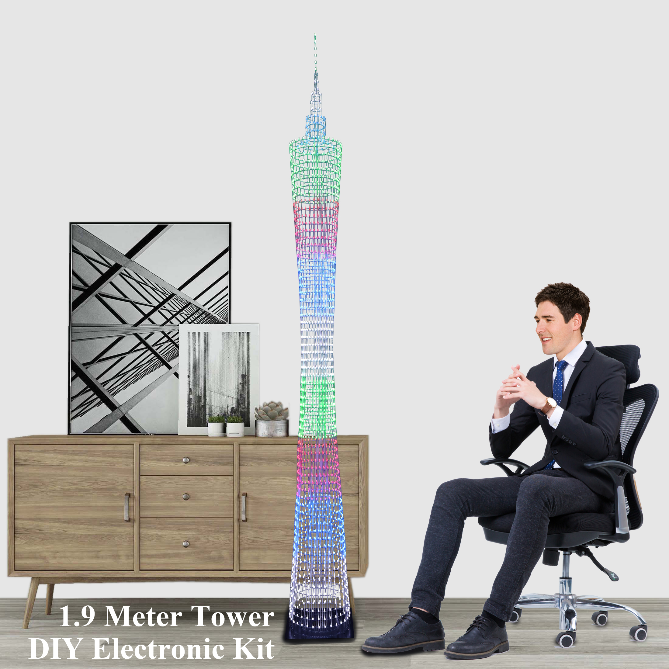 iCubeSmart GZT64PLUS 1.9 Meter Led Canton Tower Model DIY Electronic Kit, LED Model Handmade Soldering Project Kit