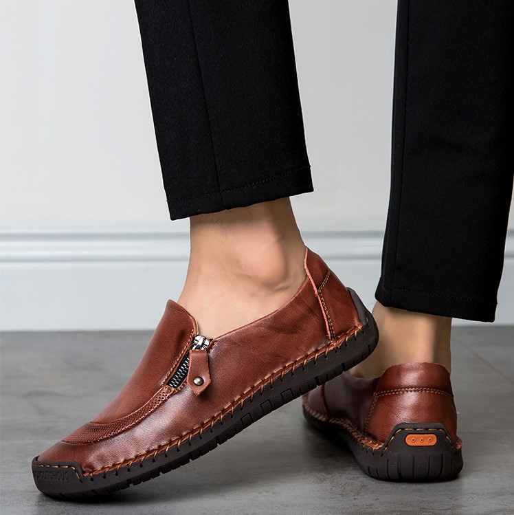 Men Leather Casual Shoes Orthopedic Closed Toe