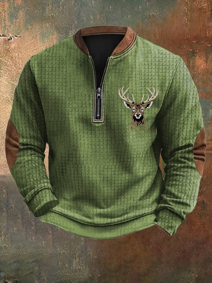 Men's Western Vintage Elk Check Sweatshirt