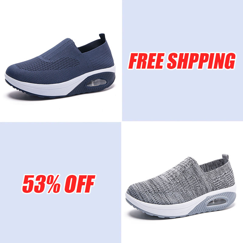 Women'S  Breathable Heightened Thick-Soled Sports And Leisure Shoes Flying Woven Mesh Shoes