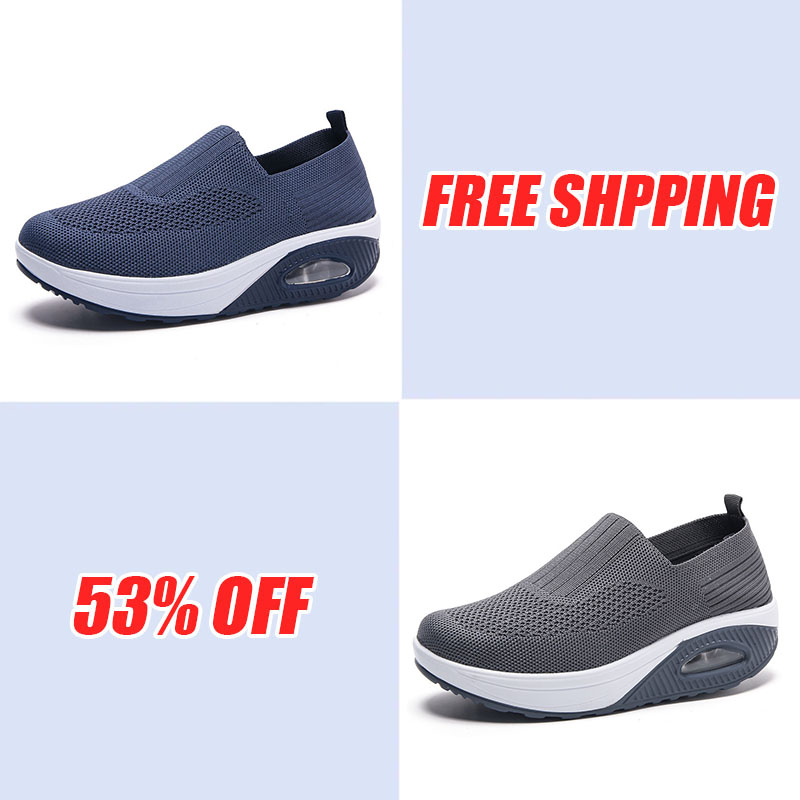 Women'S  Breathable Heightened Thick-Soled Sports And Leisure Shoes Flying Woven Mesh Shoes