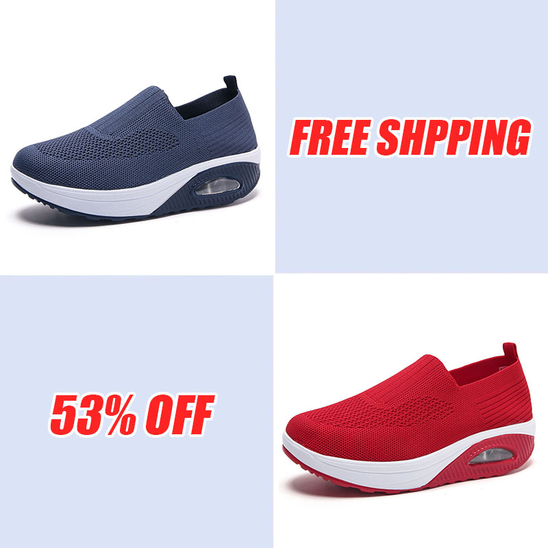 Women'S  Breathable Heightened Thick-Soled Sports And Leisure Shoes Flying Woven Mesh Shoes