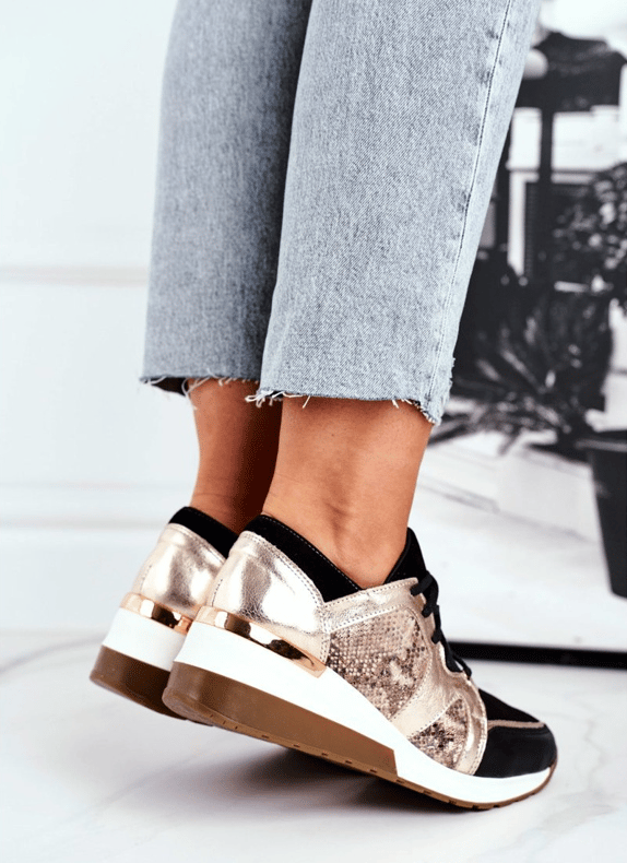 Casual Women's Breathable Leather Wedge Sneakers