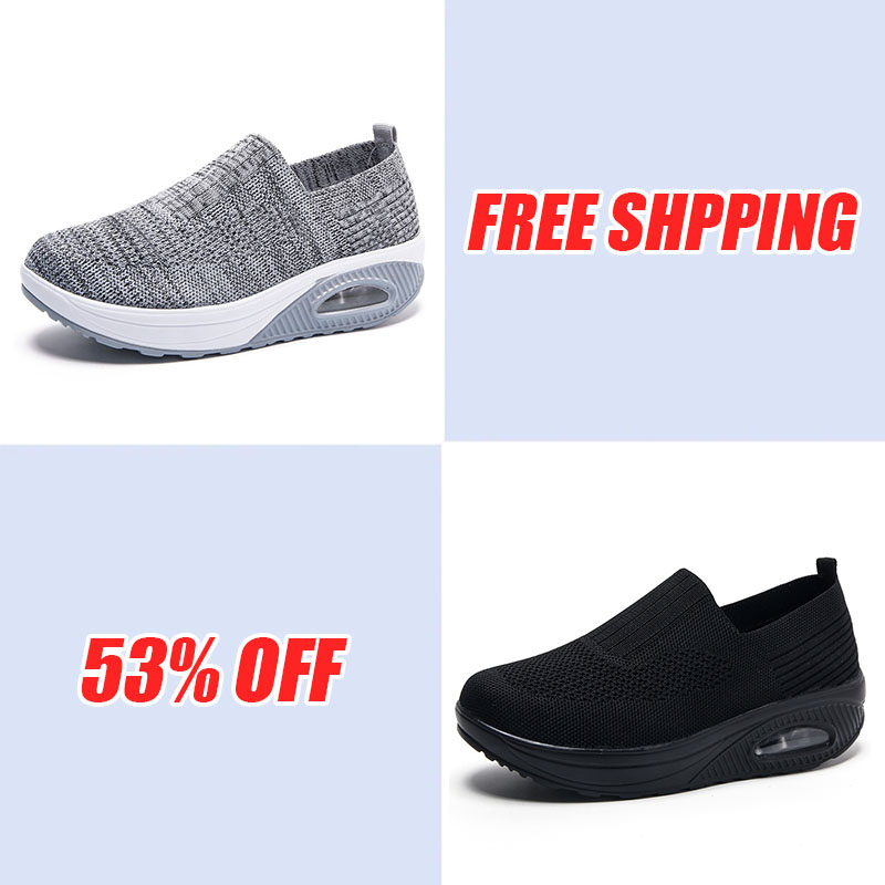 Women'S  Breathable Heightened Thick-Soled Sports And Leisure Shoes Flying Woven Mesh Shoes