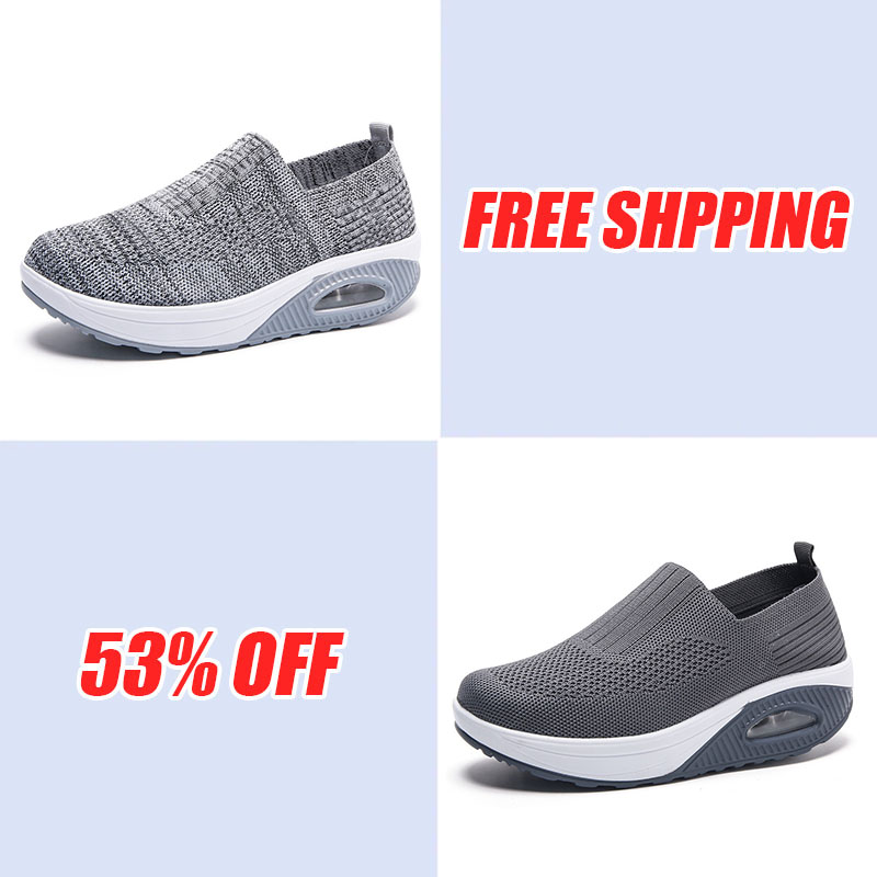 Women'S  Breathable Heightened Thick-Soled Sports And Leisure Shoes Flying Woven Mesh Shoes