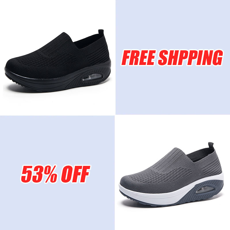 Women'S  Breathable Heightened Thick-Soled Sports And Leisure Shoes Flying Woven Mesh Shoes