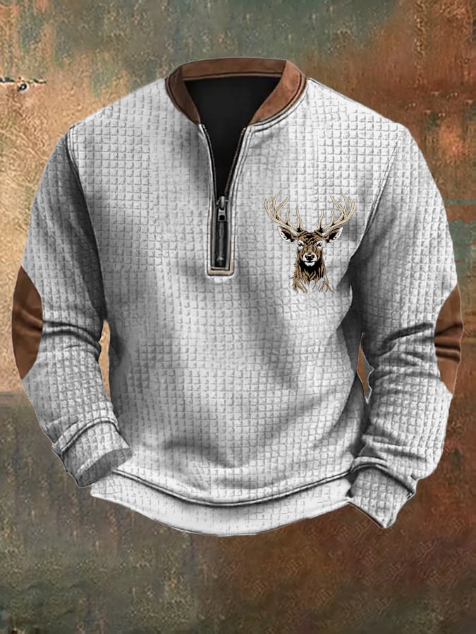 Men's Western Vintage Elk Check Sweatshirt