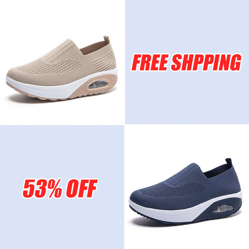 Women'S  Breathable Heightened Thick-Soled Sports And Leisure Shoes Flying Woven Mesh Shoes