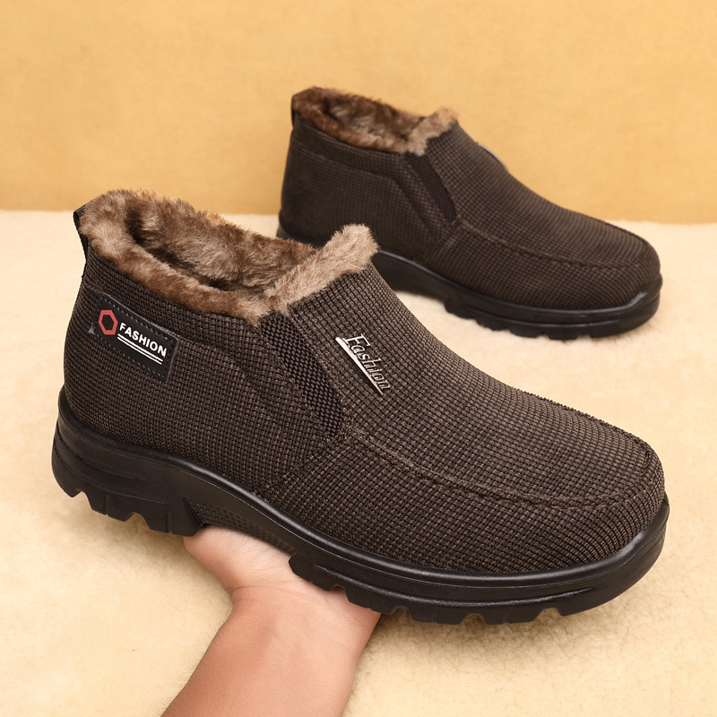 Men's  Comfortable Arch Support Waterproof Fleece Genuine Leather Snow Boots
