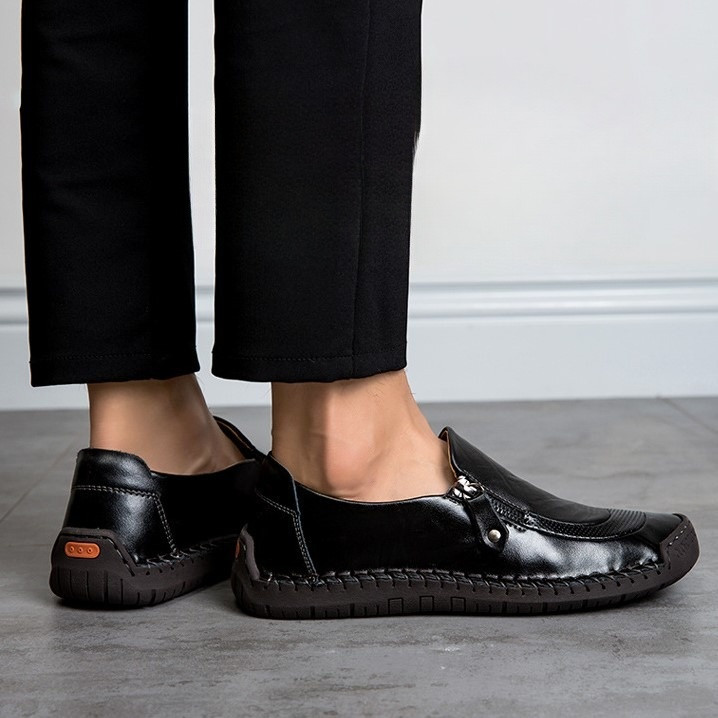 Men Leather Casual Shoes Orthopedic Closed Toe