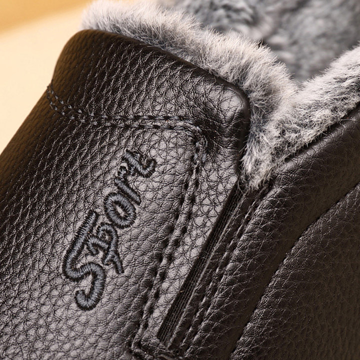 🔥Last Day 69% OFF-Men's Warm Comfortable Waterproof Fleece Cow Leather Snow Boots