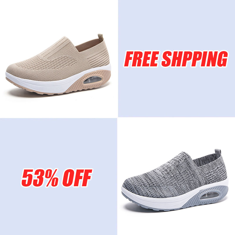 Women'S  Breathable Heightened Thick-Soled Sports And Leisure Shoes Flying Woven Mesh Shoes