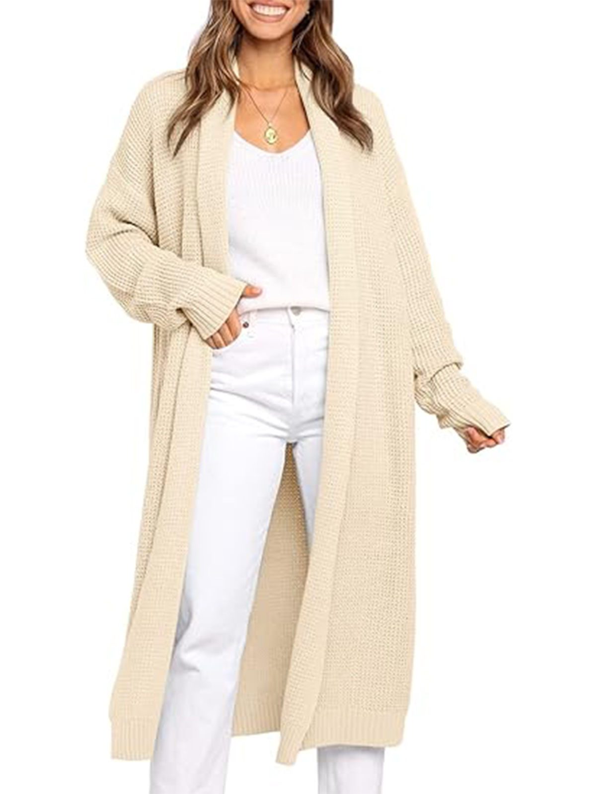 Women's Oversized Slouchy Knit Chunky Open Front Sweater Coat