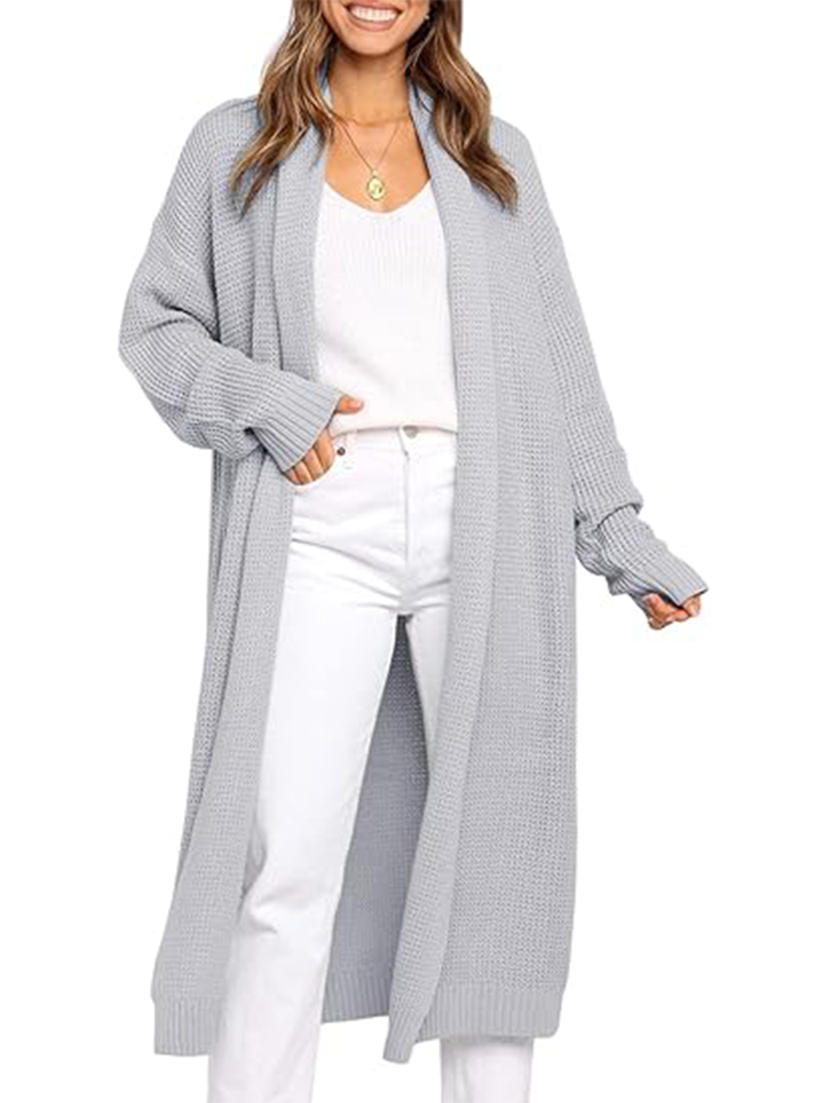 Women's Oversized Slouchy Knit Chunky Open Front Sweater Coat