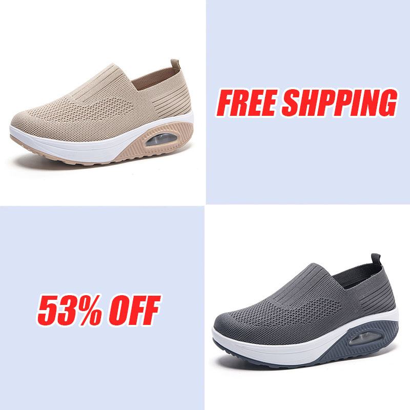 Women'S  Breathable Heightened Thick-Soled Sports And Leisure Shoes Flying Woven Mesh Shoes