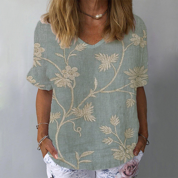 Women's Embroidery Short Sleeve T-Shirt