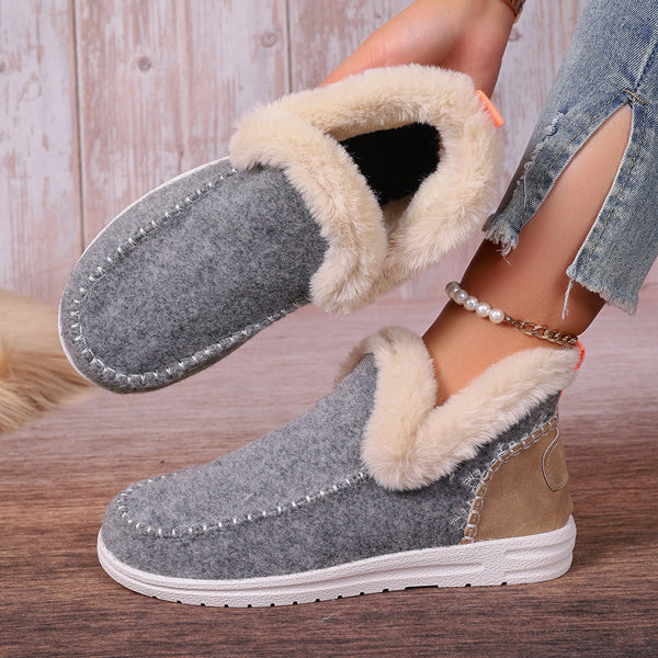 🥾Soft, plush slip-on sneakers for cozy feet