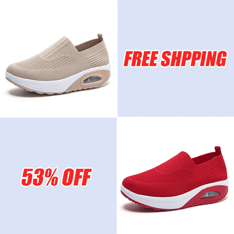 Women'S  Breathable Heightened Thick-Soled Sports And Leisure Shoes Flying Woven Mesh Shoes