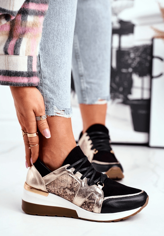 Casual Women's Breathable Leather Wedge Sneakers