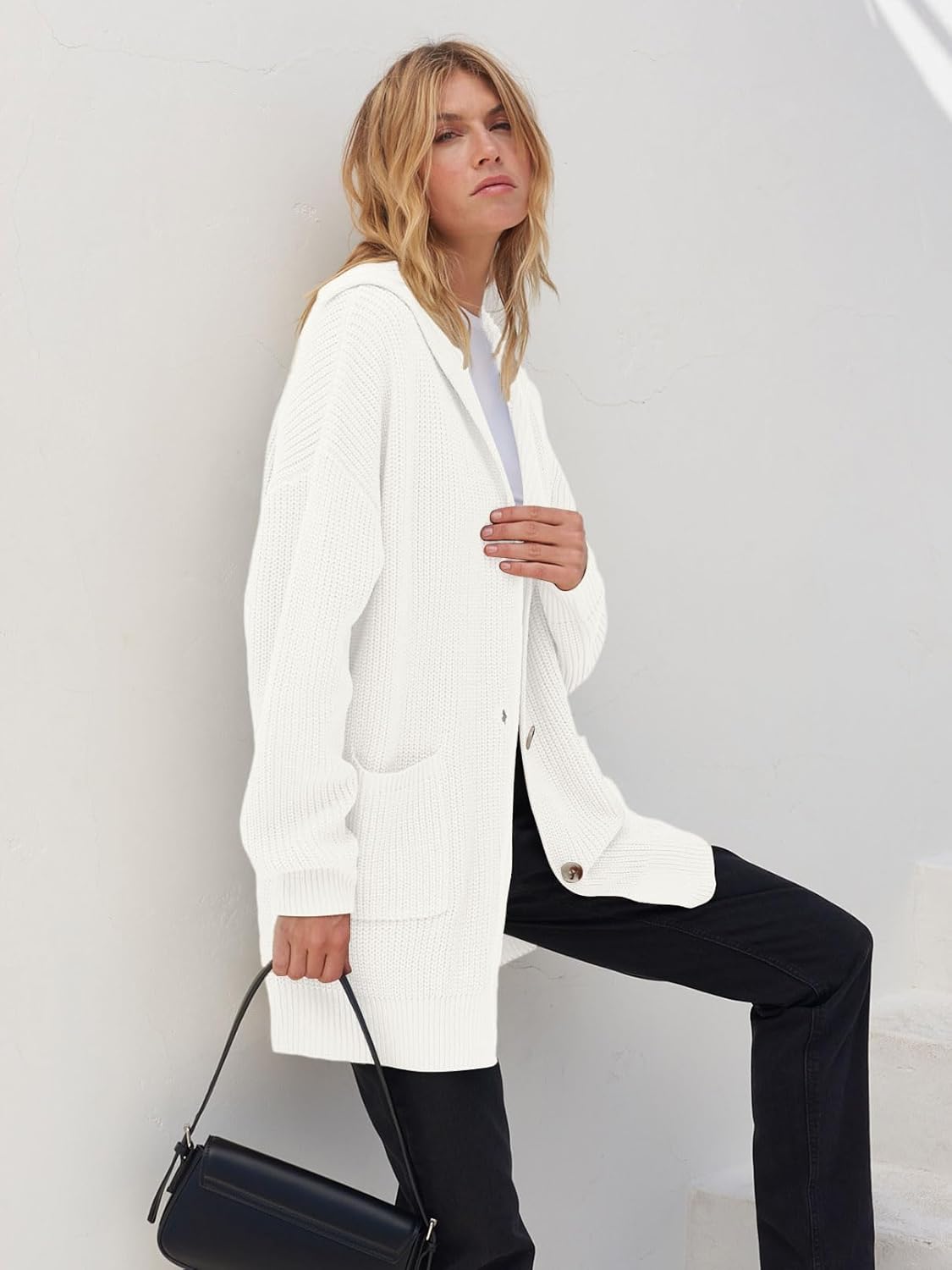 Women's Long Sleeve Button Lapel Oversized Cardigan