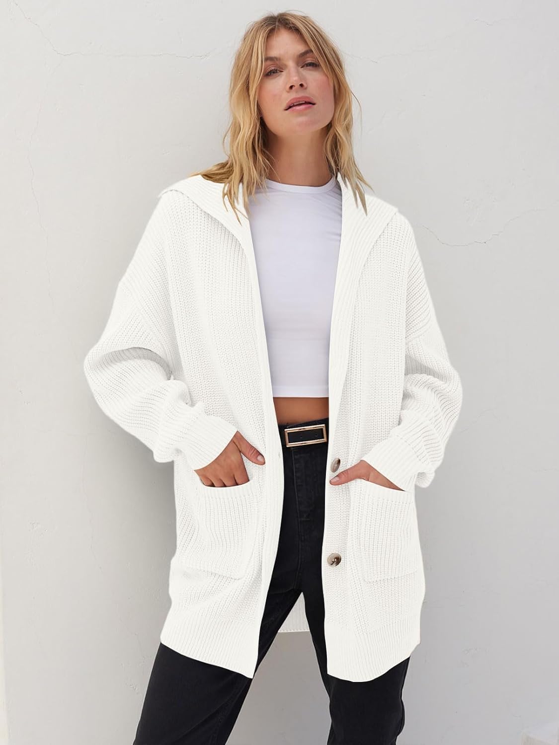 Women's Long Sleeve Button Lapel Oversized Cardigan