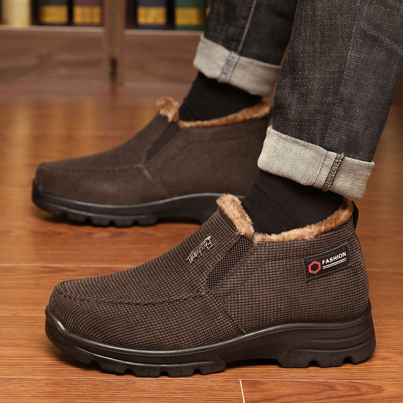 Men's  Comfortable Arch Support Waterproof Fleece Genuine Leather Snow Boots
