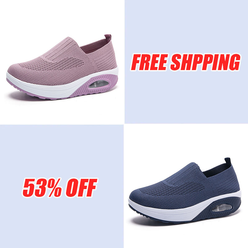 Women'S  Breathable Heightened Thick-Soled Sports And Leisure Shoes Flying Woven Mesh Shoes