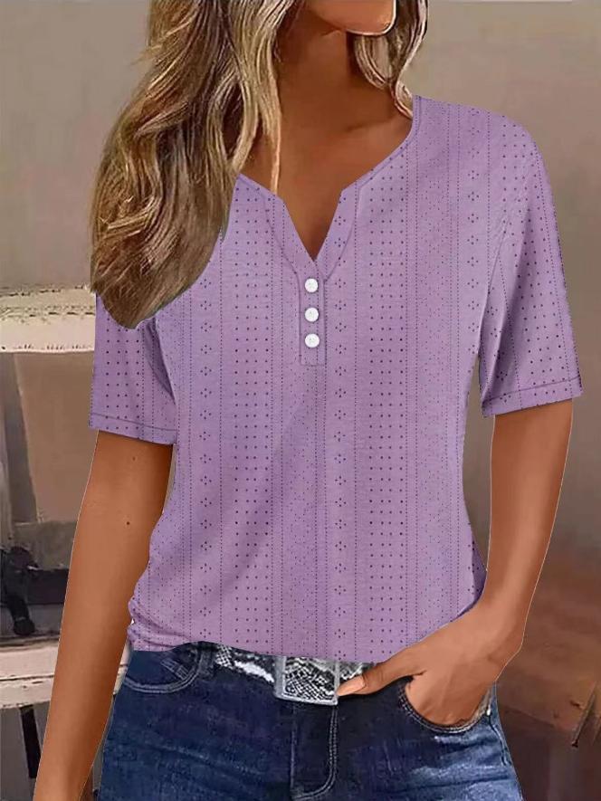 Casual Buckle Loose Lace T-Shirt