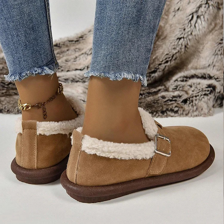 🔥Last Day Promotion70% OFF - Women's Plush Round Toe Slip-On Orthopedic Shoes