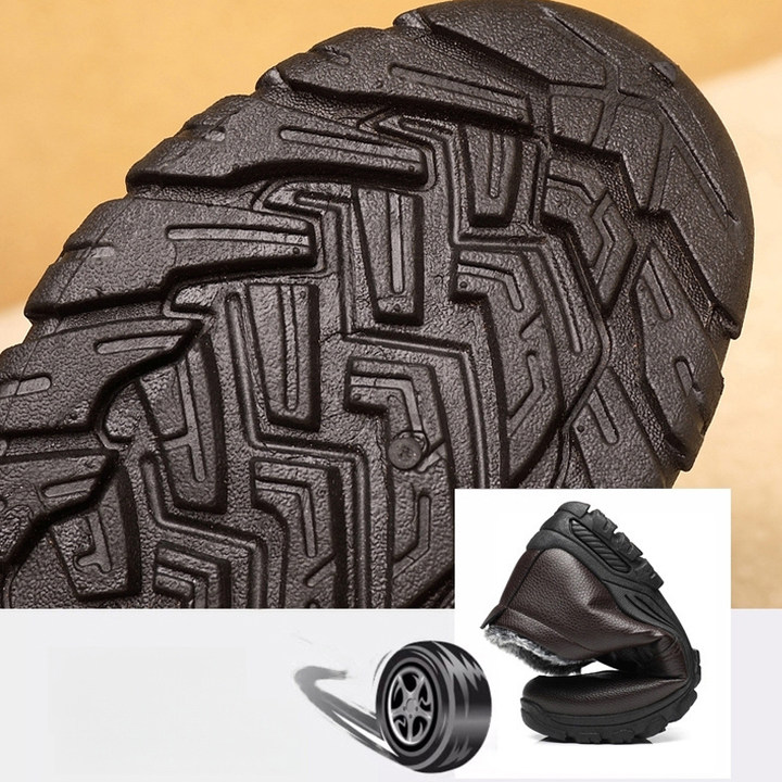 🔥Last Day 69% OFF-Men's Warm Comfortable Waterproof Fleece Cow Leather Snow Boots