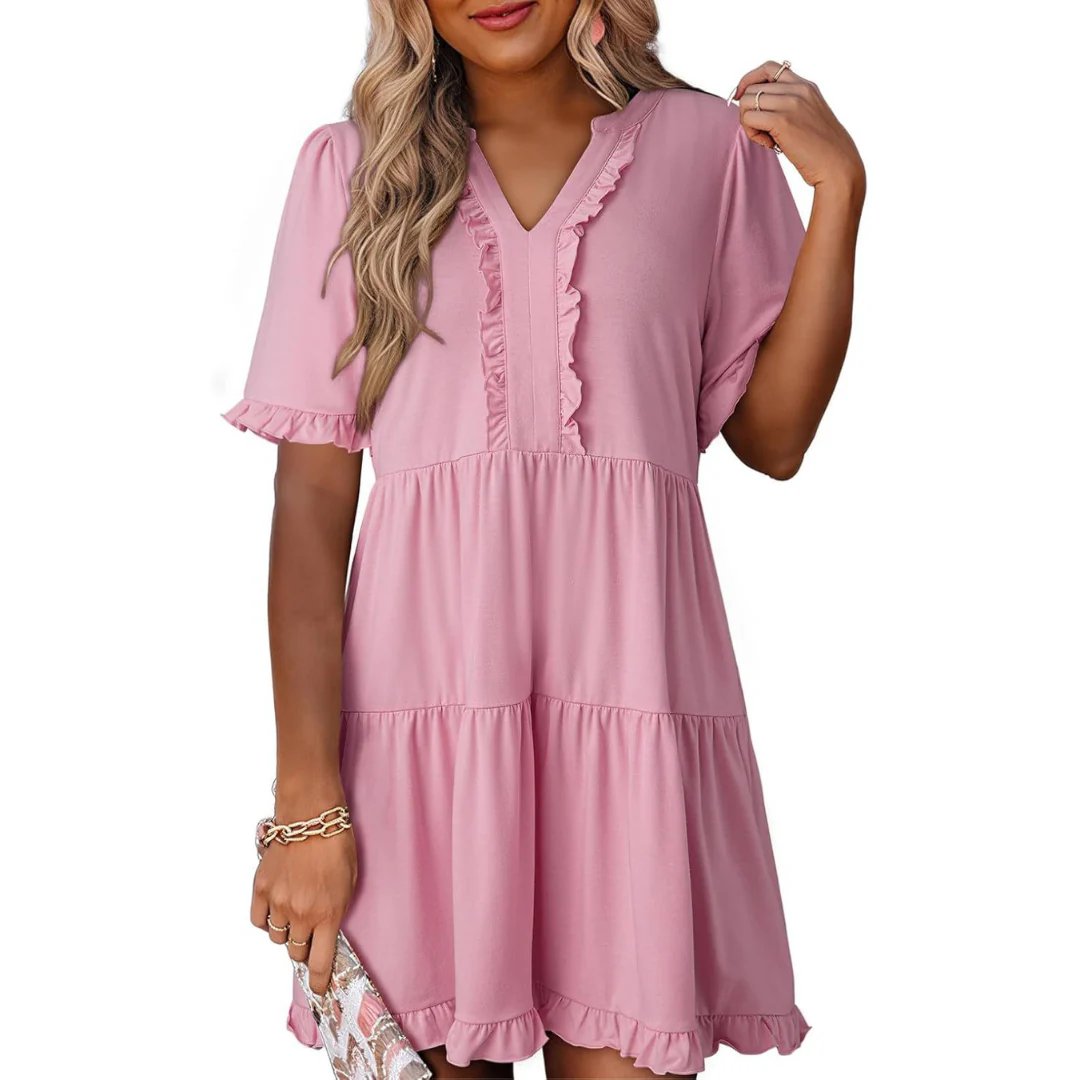 🔥Casual V-Neck Mini Dress