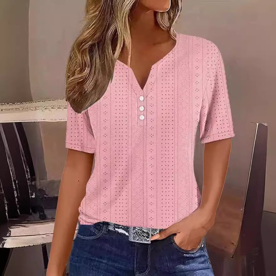 Casual Buckle Loose Lace T-Shirt