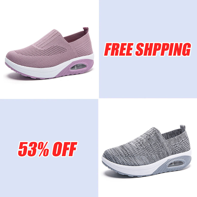 Women'S  Breathable Heightened Thick-Soled Sports And Leisure Shoes Flying Woven Mesh Shoes