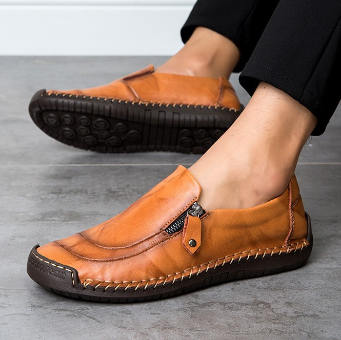 Men Leather Casual Shoes Orthopedic Closed Toe