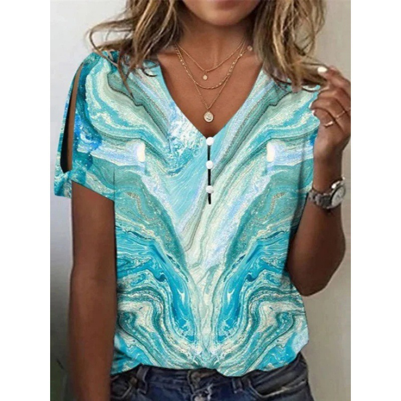 Women's Summer Floral Print Short Sleeve Top