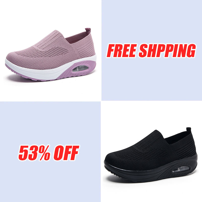 Women'S  Breathable Heightened Thick-Soled Sports And Leisure Shoes Flying Woven Mesh Shoes