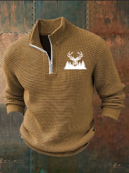 Men's Aintage Elk Antlers Print Sweater