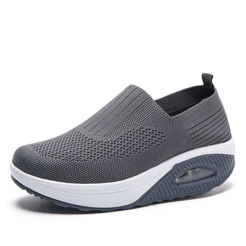 Women'S  Breathable Heightened Thick-Soled Sports And Leisure Shoes Flying Woven Mesh Shoes