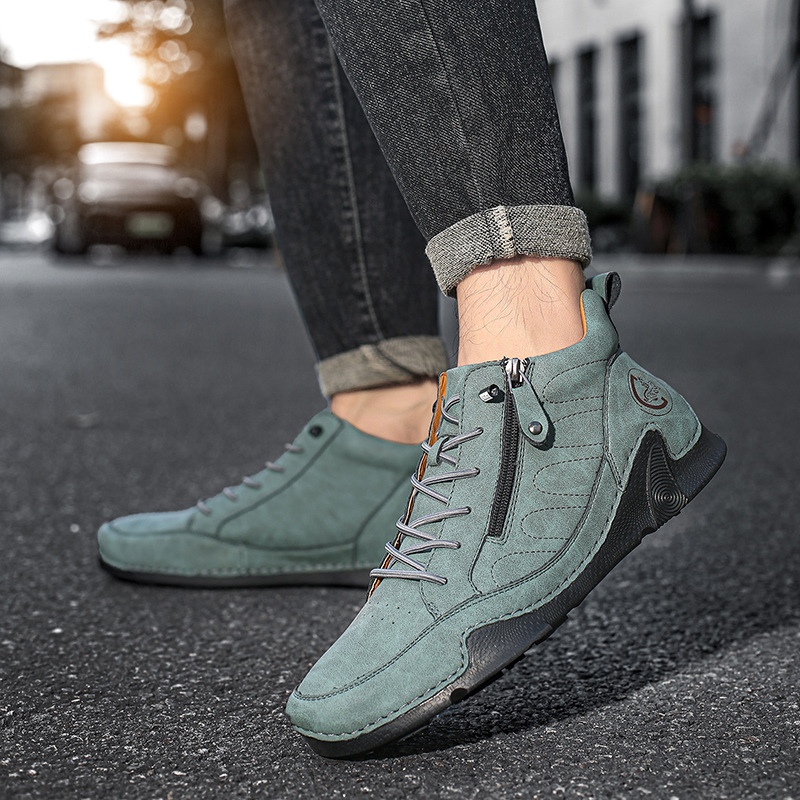  Men’s Handmade Premium Leather Slip-On Driving Boots – Wide Toe, Arch Support, Waterproof, Non-Slip & Pressure-Relief Comfort