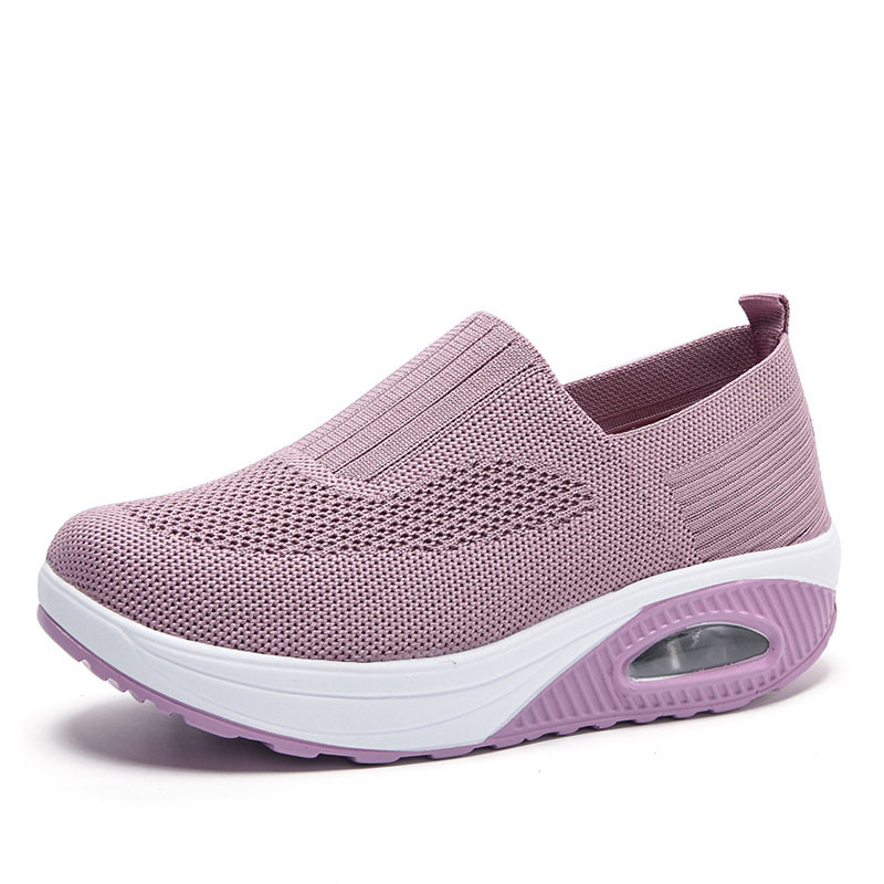 Women'S  Breathable Heightened Thick-Soled Sports And Leisure Shoes Flying Woven Mesh Shoes