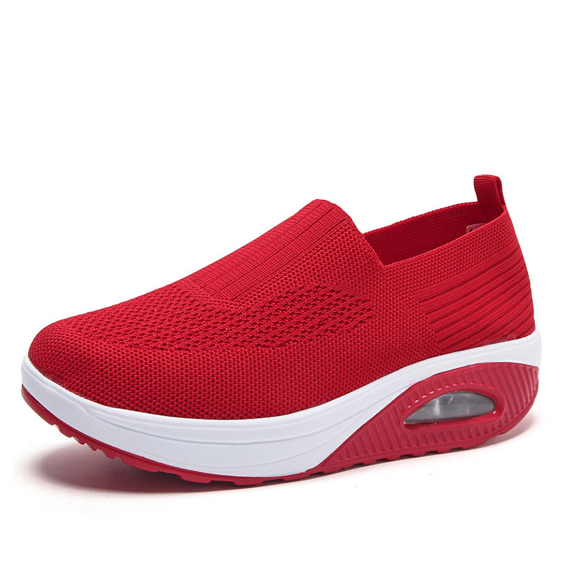 Women'S  Breathable Heightened Thick-Soled Sports And Leisure Shoes Flying Woven Mesh Shoes