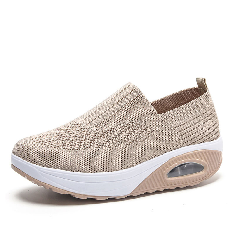 Women'S  Breathable Heightened Thick-Soled Sports And Leisure Shoes Flying Woven Mesh Shoes