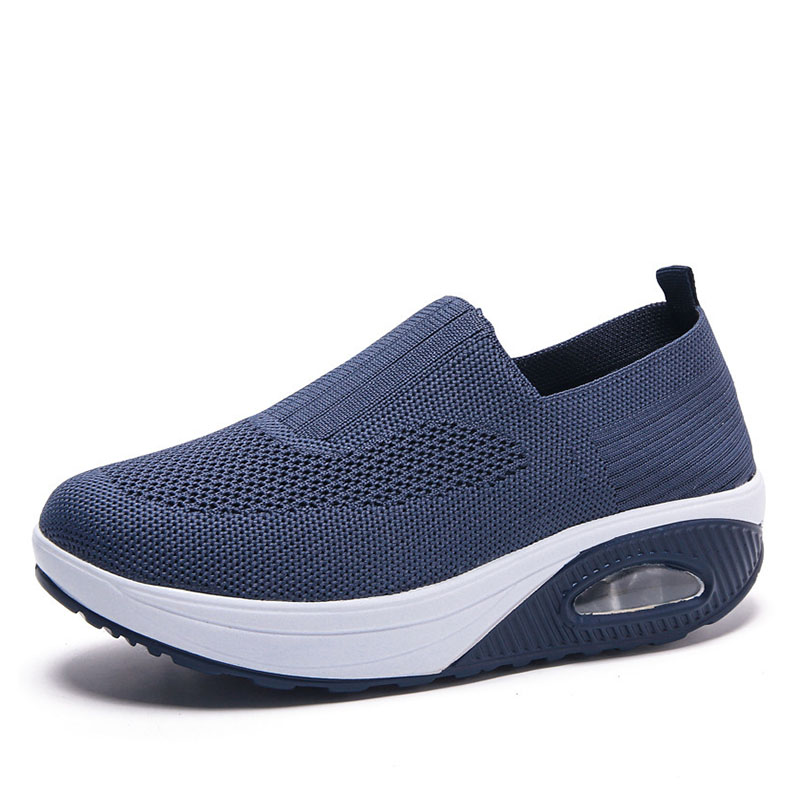 Women'S  Breathable Heightened Thick-Soled Sports And Leisure Shoes Flying Woven Mesh Shoes
