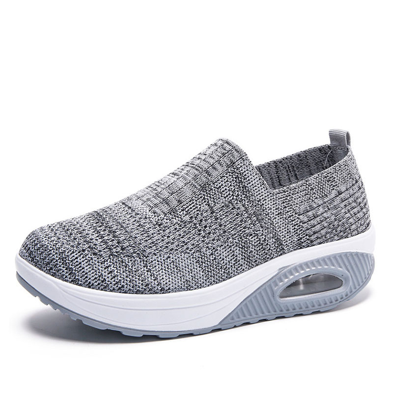 Women'S  Breathable Heightened Thick-Soled Sports And Leisure Shoes Flying Woven Mesh Shoes