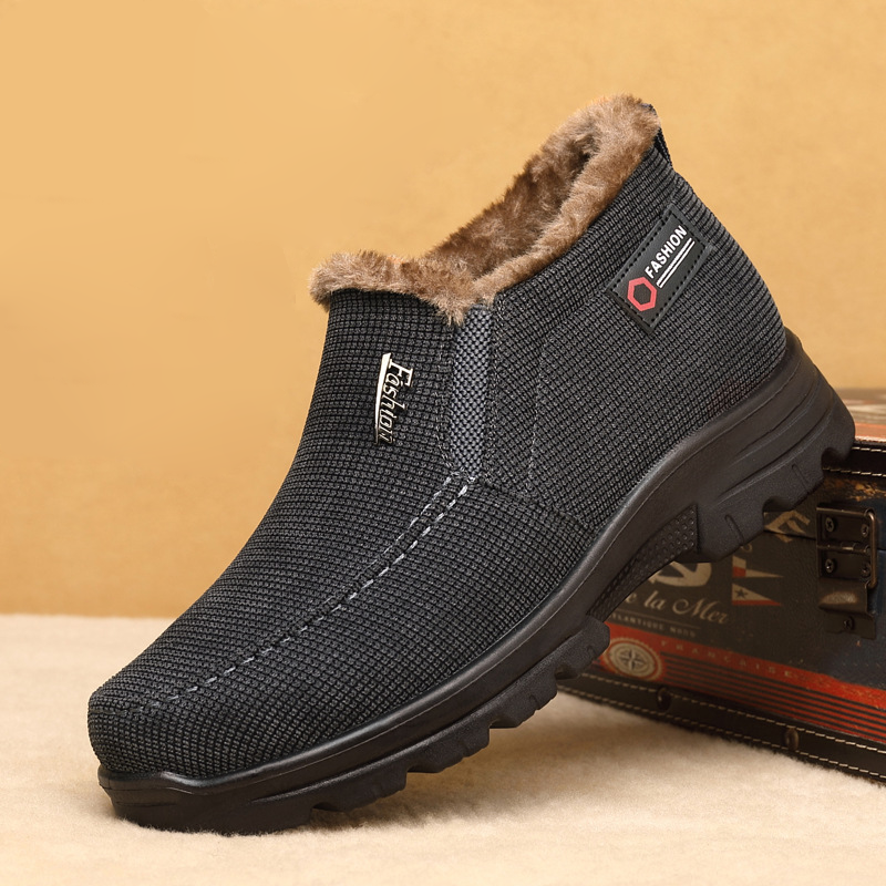 Men's  Comfortable Arch Support Waterproof Fleece Genuine Leather Snow Boots