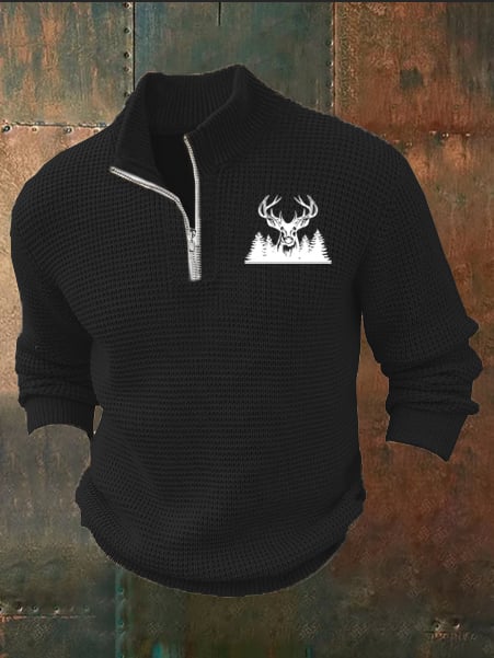 Men's Aintage Elk Antlers Print Sweater